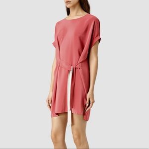All Saints ‘Sonny’ Silk Shift Dress in Sorbet